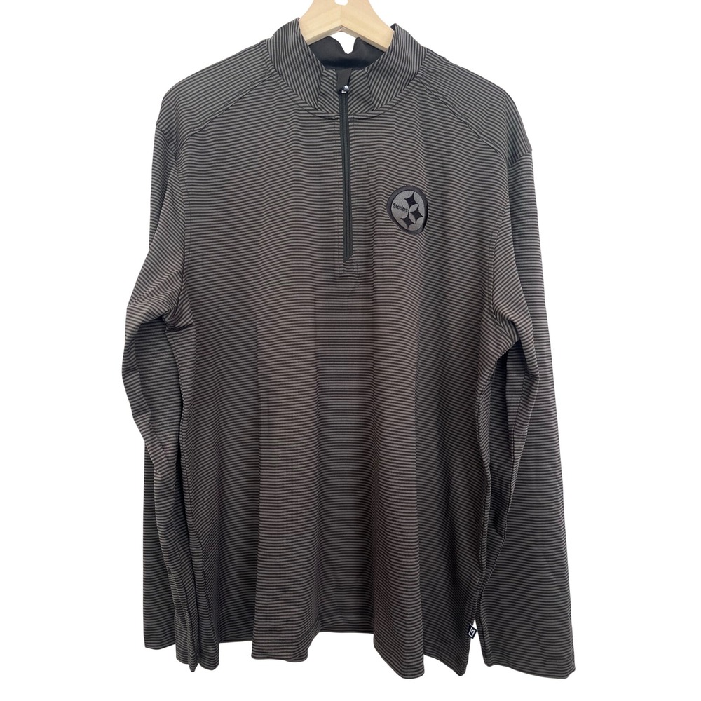 Pittsburgh Steelers Mens XL GINGHAM STRIPE 1/4 ZIP Pullover Performance Shirt